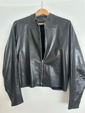Chrome Hearts Black Leather Minimalist Zip Jacket